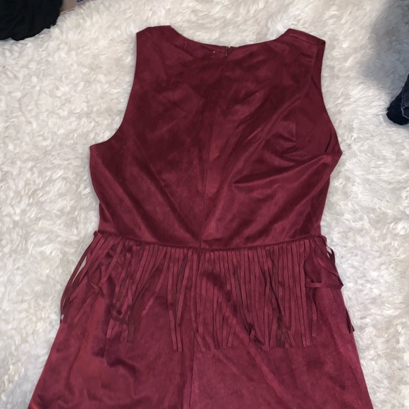 Like New Faux suede fringe romper with pockets - Picture 5 of 5